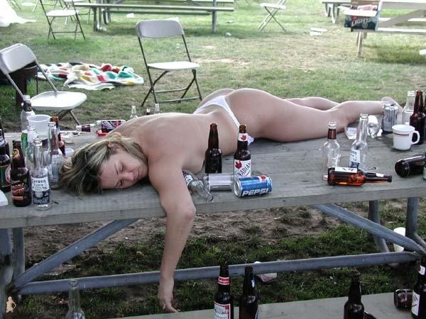 sleeping booby, naked party chick.